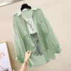 chemise de protection solaire d'été, perspective élégante, chemisier fin en mousseline de soie, coréen harajuku transparent, haut ample, cardigan décontracté pour femmes