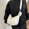 sac à bandoulière en toile pour femmes, sac de poitrine de grande capacité, sacoches décontractées avec ceinture demi lune, sac de boulettes pour étudiants