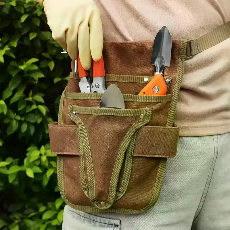 sac de ceinture multifonctionnel pour outils de jardinage, sac à outils en toile, portable, durable, unisexe, sac de taille pour outils de rangement multi poches