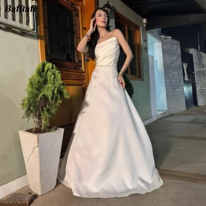 Bafftafe-Robe de Mariage en Satin pour Femme, Ligne A, Plissée, Personnalisée, pour Patients Coréens, Tenue de Photographie Formelle, 2025