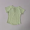 haut de yoga en maille respirante pour femmes, t shirt d'entraînement léger d'été, t shirt à col rond coupe ample pour la salle de sport et la course