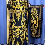 Abayas avec turban imprimé pour femmes, robe musulmane, vêtements d&rsquo;été, mode africaine, islam, 2023