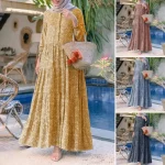 Robe Hijab Abaya pour Femme Musulmane, Imprimé Floral, Manches sulf, Élégant, Superposé, Soirée, Nouvelle Arrivée, Printemps, Automne, 2023