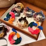 Anneau de cheveux épais avec nœud tressé pour femmes, corde à cheveux contrastée à haute élasticité, accessoires pour cheveux simples