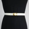 ceinture en cuir élégante pour femmes, boucle avec lettre 3d, cuir de vache souple, style polyvalent pour pantalons et robes, classique et nouveauté