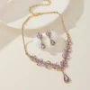ensemble de bijoux en cristal brillant pour fête de mariage, boucles d'oreilles exquises en strass, collier goutte d'eau de luxe pour femmes
