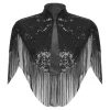 Femmes paillettes frangées mode châles soirée Cape paillettes scintillant gland châle pour fête déguisement Ascot course accessoire