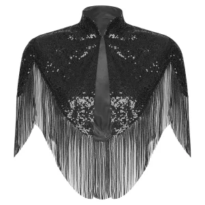 Femmes paillettes frangées mode châles soirée Cape paillettes scintillant gland châle pour fête déguisement Ascot course accessoire