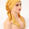 turban hijab intérieur musulman pour femmes, casquette pré attachée, foulard à longue queue, bonnets enveloppants, écharpe de tête, couvre chef extensible, chapeau ninja
