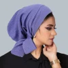 solid color crinkle turban hijab hats long tail head wraps elastic muslim hats breathable chemo cap for women girls