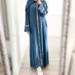 Robes longues Abayat Emberoidery pour femmes, col V, manches longues, caftan ceinturé, robes turques, jilbab, nouveauté, automne