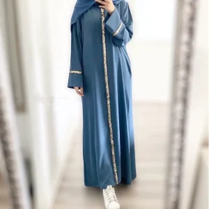 Robes longues Abayat Emberoidery pour femmes, col V, manches longues, caftan ceinturé, robes turques, jilbab, nouveauté, automne