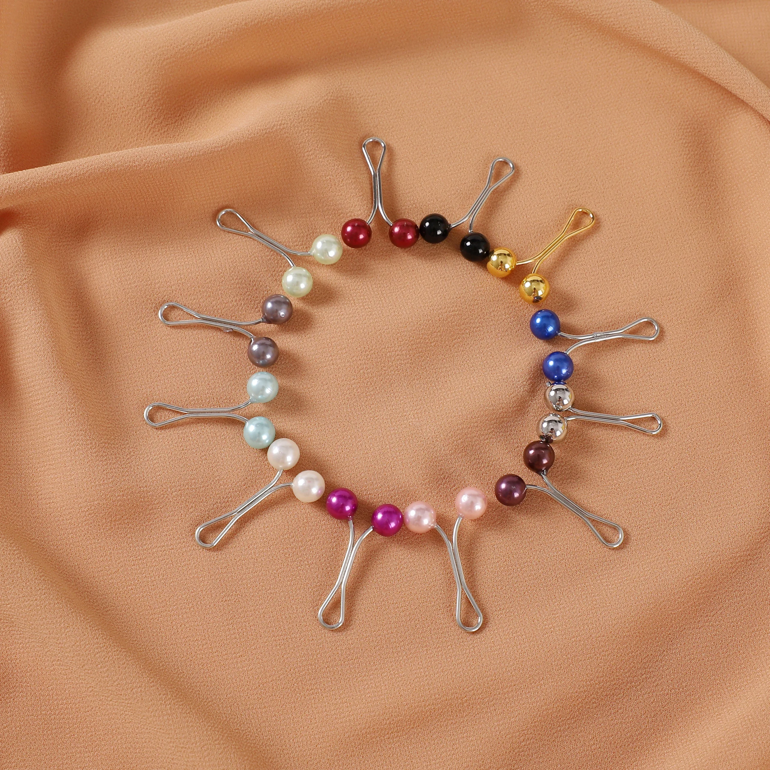 Épingles à clip colorées transparentes sans couture pour femmes musulmanes, épingles à foulard hijab, épingles en forme de u, document solide islamique pour dames, chaud, 12 pièces/feuille