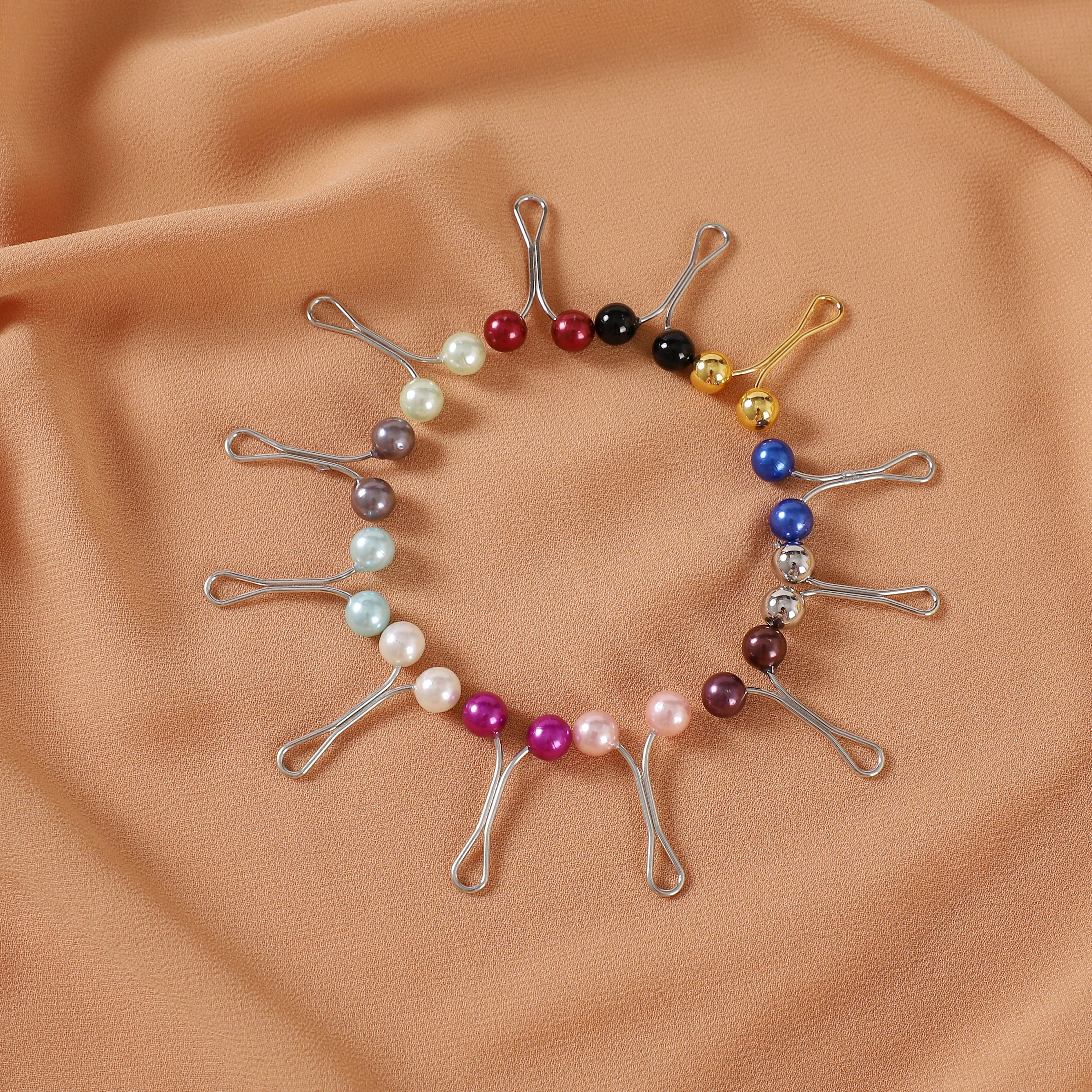 Épingles à clip colorées transparentes sans couture pour femmes musulmanes, épingles à foulard Hijab, épingles en forme de U, document solide islamique pour dames, chaud, 12 pièces/feuille