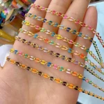 Chaînes de collier plaquées or, accessoires de bricolage, chaînes en laiton et émail arc-en-ciel pour femmes, fabrication de bijoux, nouvelle collection 2024