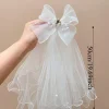 pince à cheveux voile blanc élégant, nœud en maille pour filles, gaze, strass, polyester, tulle de mariée, accessoires pour cheveux