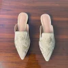 velours broderie fleur pantoufles femmes bout pointu chaussures plates mules élégantes dames maison pantufa chaussures sans lacet diapositives femmes sandales