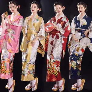 Costume de Cosplay Kimono japonais traditionnel imprimé Floral élégance Sakura fille robe Kimono Style asiatique japonais