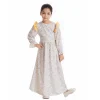 abaya – robes à manches longues pour filles, robe florale musulmane pour enfants, tenues de conservateur, robe à couverture complète, robe de plage pour enfants