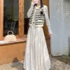 jupe longue décontractée pour femme, couleur unie, taille haute, ligne a élastique, style coréen, mode automne