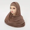 2 pièces/ensemble hijab en mousseline de soie avec sous capuchon couleur unie musulman hijab châle élastique intérieur islam turban mode bandeau bonnet 2 pièces