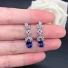 boucles d'oreilles en diamant bleu et rubis, élégantes, chaque oreille a poussé en laboratoire, or blanc 14k, bijoux de fiançailles 070, 1,5 ct