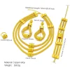 ensemble de bijoux de luxe pour femmes, collier et boucles d'oreilles multicouches de dubaï, couleur or 24 carats, pour mariée indienne et éthiopienne, cadeaux de fête de mariage