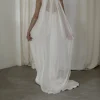 ethereal voile de mariage en mousseline soyeuse, voile long simple et élégant avec peigne zv078