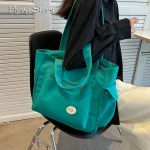 Sac à main vert de grande capacité pour femmes, sac à bandoulière blanc à la mode, fourre-tout polyvalent pour étudiantes, sac à main de voyage en tissu Oxford, 2025
