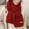 Écharpe longue et chaude en tricot épais pour femmes et hommes, adaptée aux voyages et au bureau, en cachemire pour la chaleur de l'hiver.