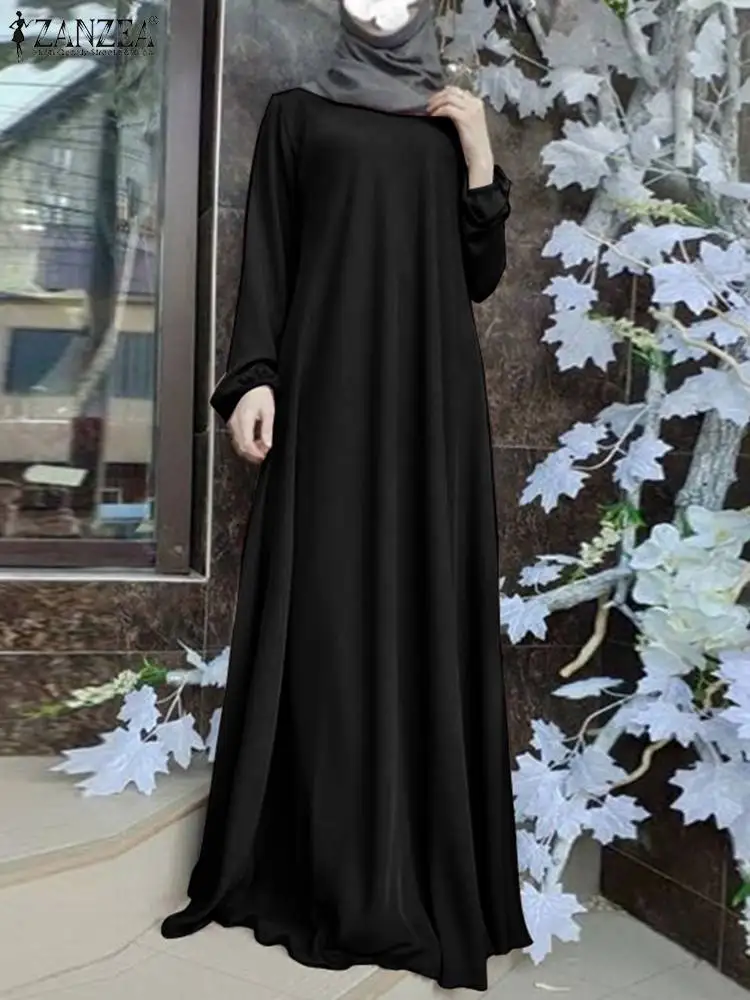 zanzea femmes musulmanes été abaya robe d'été solide vêtements islamiques marocain robe robe femme mode à manches longues caftan robe