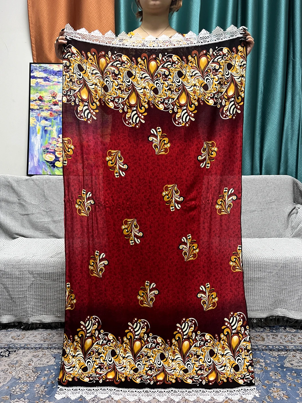 abayas robe en coton à imprimé floral pour femmes, robes musulmanes africaines, robes islamiques, écharpe en dentelle, 2024x80cm, été, nouveau, 160