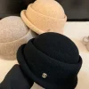 Chapeau de pêcheur en laine pour femmes, avec nœud à la mode, Style Hepburn, perle, Style français, formel, plat, élégant