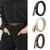 ceinture de taille rétro élastique pour femmes, slim, avec boucle dorée, mode dames, robes, pantalons, taille fine, bel q7i4