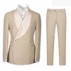 Costumes de mariage beige pour hommes, olympiques de marié sur mesure, blazer croisé à revers châle, smokings de marié, veste et pantalon, zones me, 2 pièces