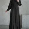 zanzea hijabs femmes modeste maxi robes élégant luxe col à volants taille attachée à manches longues robe longue musulmane abaya robes s 3xl