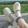 sandales à fond épais pour femmes, pantoufles noires et blanches, mode d'extérieur, perles luxueuses, diamant, bricolage, sandales de jardin, sabots, chaussures d'eau