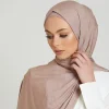 hijab en jersey uni pour femme, écharpe musulmane, châle long, jersey solide, turban, bonnes coutures, hijab premium, 43 couleurs