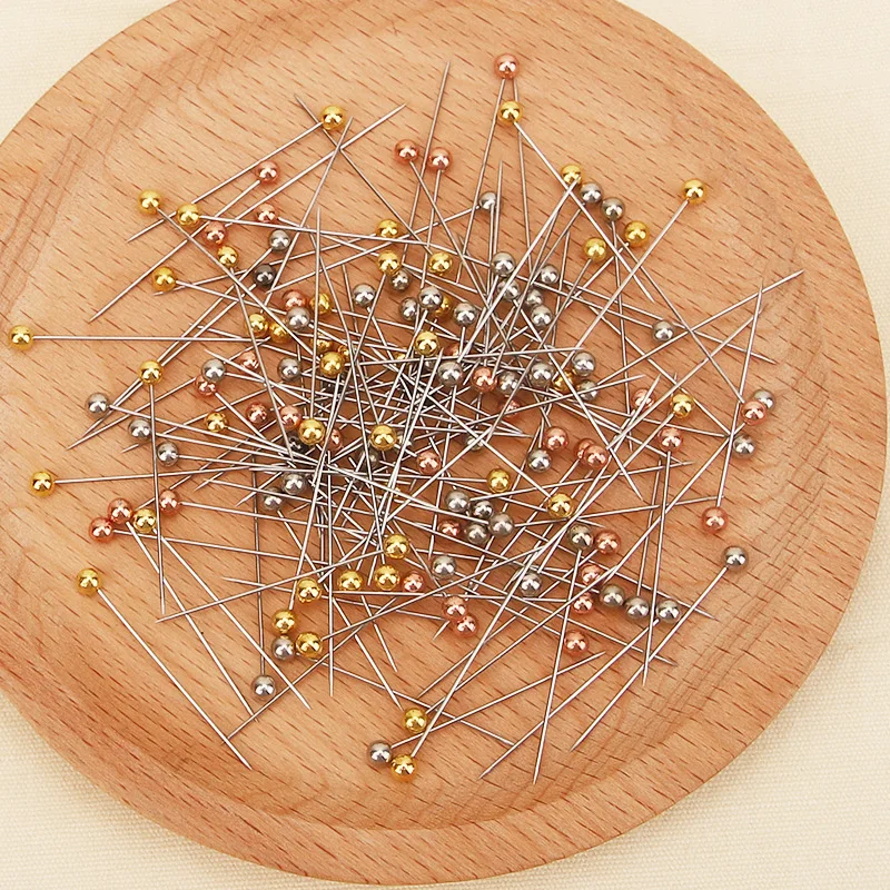 Épingles à coudre rondes en perles, 100 pièces/boîte, épingles à tête multicolores, épingles de Quilting droites pour couturière, positionnement, décoration de bijoux à faire soi-même