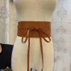 ceinture boho en faux cuir pour femmes, avec nœud papillon, style obi, ceinture cintrée, noire, marron, large, corset