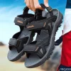 sandales pour hommes 2022 plage et mer chaussures décontractées sandale pour hommes été mâle nouvelles pantoufles porte en cuir véritable homme tongs