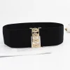 ceinture large élastique pour femme élégante ; ceinture corset à la mode avec boucle en métal pour robes