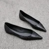 chaussures plates noires pour femmes, petite taille 2025, tête pointue, cuir pu, motif pierre, été