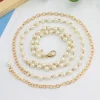 ceinture longue et fine en perles multicouches pour femmes, élégante chaîne de corps en métal doré, décor de robe, bandes de taille réglables