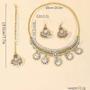 ensemble de bijoux de luxe en or pour documents, boucles d'oreilles rondes en cristal, collier vintage, coiffure frontale, dubaï, patients, accessoires de bijoux de mariage