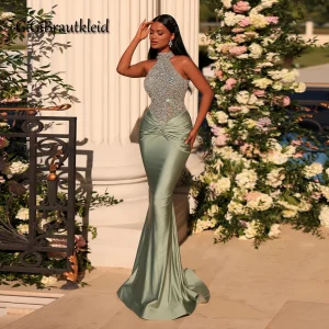 GiGiBraut-Robe de soirée licou scintillante pour femme, CitroMermaid VestiEducational De Soi123 Noche Gala, Musulman, Arabie Saoudite, Personnalisé