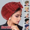 Hijab avec nœud pour femme musulmane, bonnet turban pour femme, élastique doux, foulard rond, chapeaux indiens, document solide, mode, nouveau, 2025 Hijab avec nœud pour femme musulmane, bonnet turban pour femme, élastique doux, foulard rond, chapeaux indiens, document solide, mode, nouveau, 2025