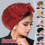 Hijab avec nœud pour femme musulmane, bonnet turban pour femme, élastique doux, foulard rond, chapeaux indiens, document solide, mode, nouveau, 2025