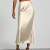Mode Satin fête jupe longue taille haute couleur unie décontracté basique femmes jupes queue de poisson jupe Chic été femme vêtements 2025