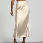 Mode Satin fête jupe longue taille haute couleur unie décontracté basique femmes jupes queue de poisson jupe Chic été femme vêtements 2025